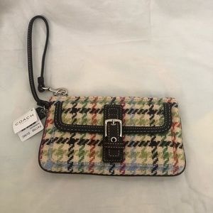 NWT Coach Colorful Houndstooth Plaid Purse wallet